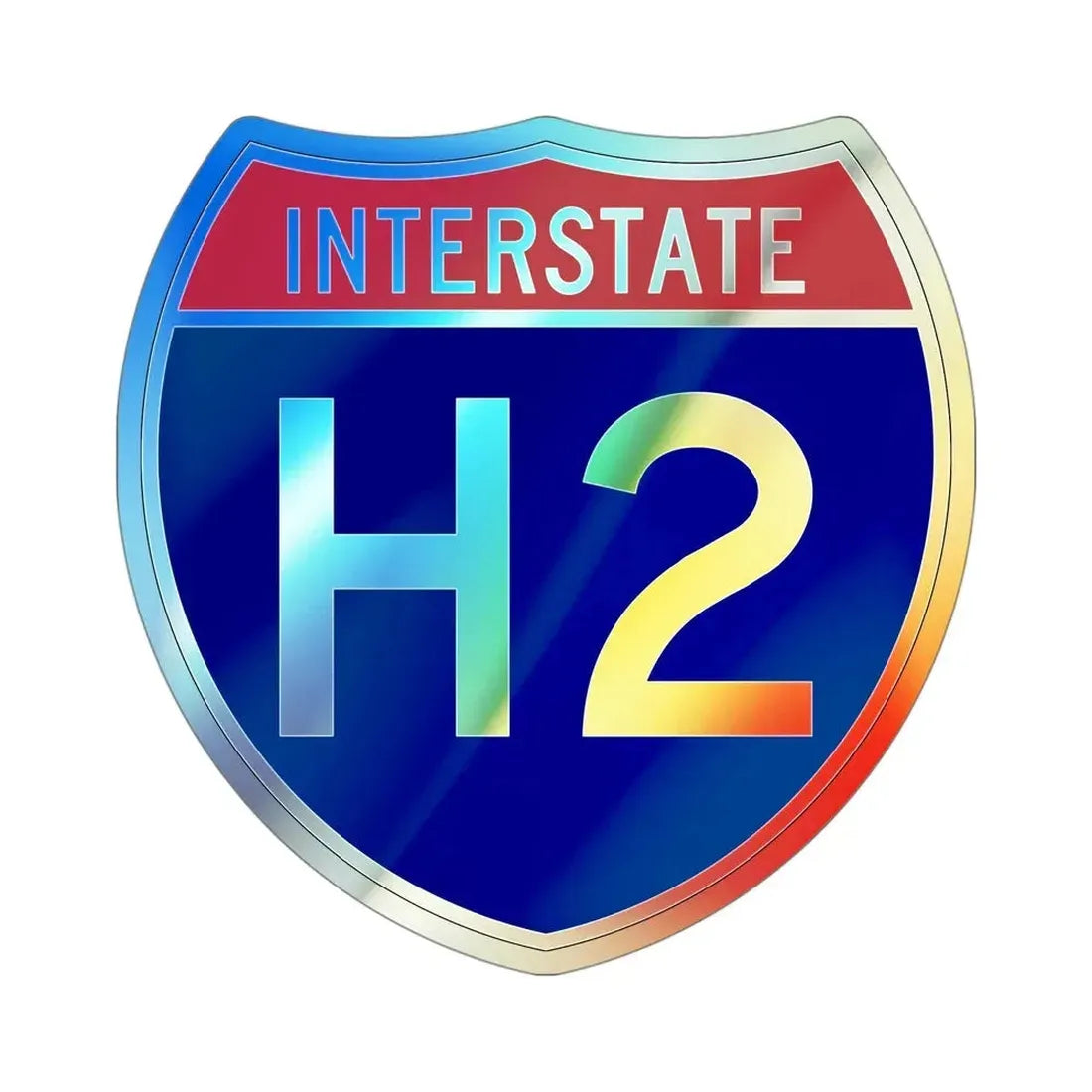 Interstate H2 (U.S. Highways) Holographic STICKER Die-Cut Vinyl Decal 4 Inch Holographic - The Sticker Space