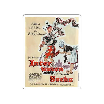 Interwoven Socks, The Saturday Evening Post, December 9, 1944 (Magazine Illustration) STICKER Vinyl Die-Cut Decal White Die-Cut 4 Inch - The Sticker Space