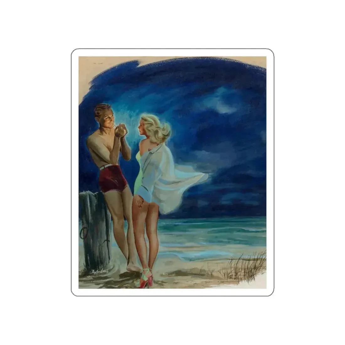 Into the Light, Collier's interior illustration, Circa 1945 (Magazine Illustration) STICKER Vinyl Die-Cut Decal White Die-Cut 4 Inch - The Sticker Space