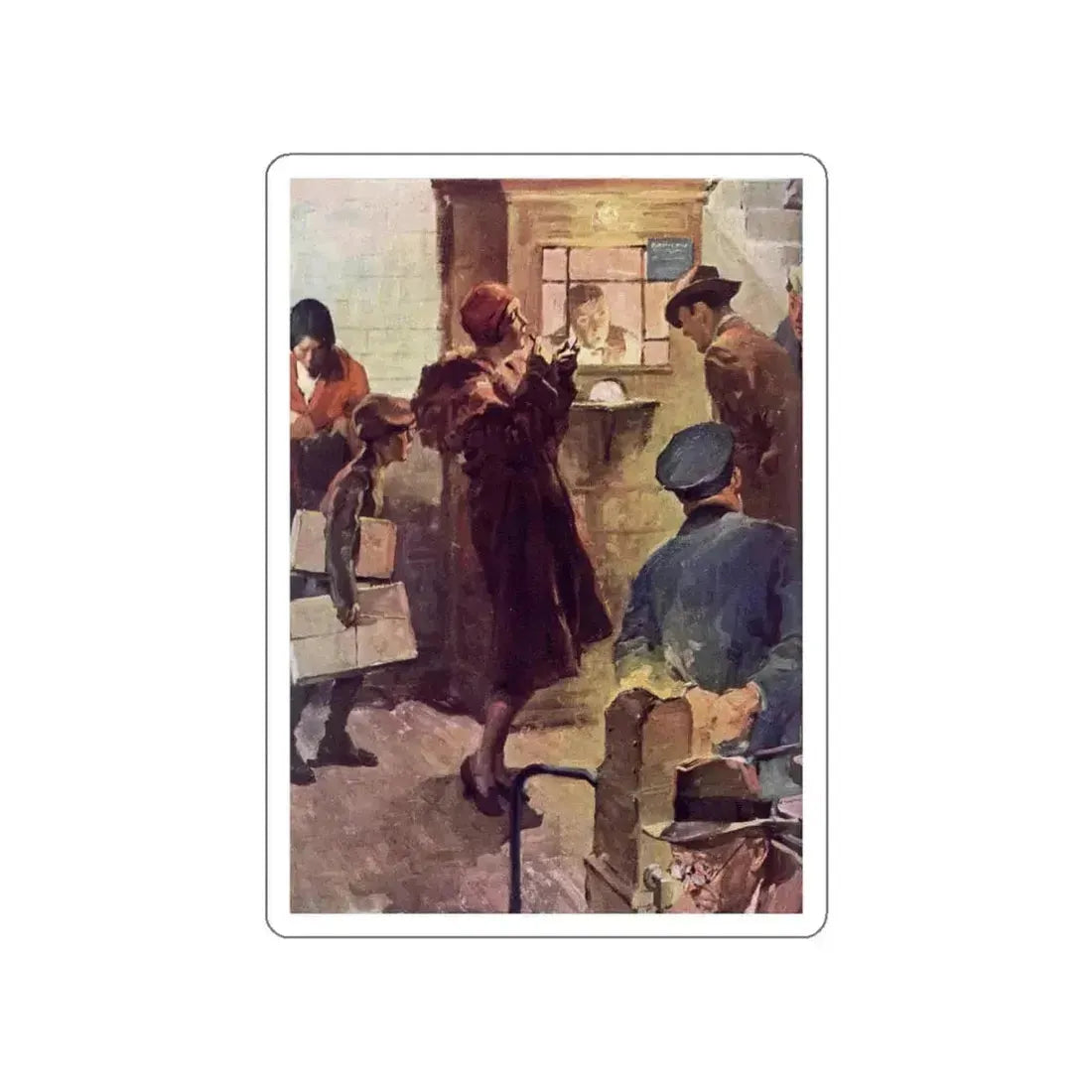 Into the Subway at Evening, Redbook, September 1930 (Magazine Illustration) STICKER Vinyl Die-Cut Decal White Die-Cut 5 Inch - The Sticker Space