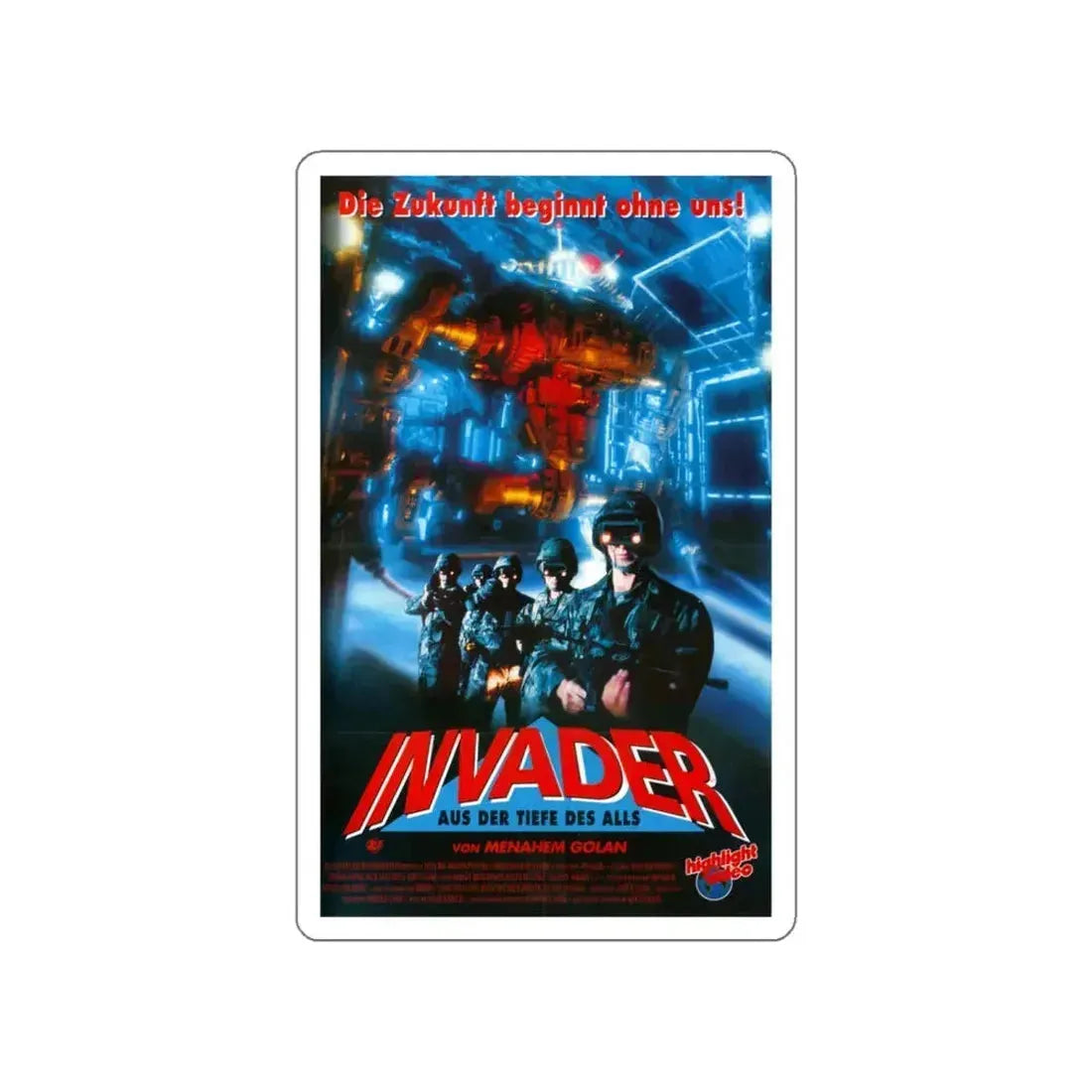 INVADER 1991 Movie Poster STICKER Vinyl Die-Cut Decal 4 Inch - The Sticker Space