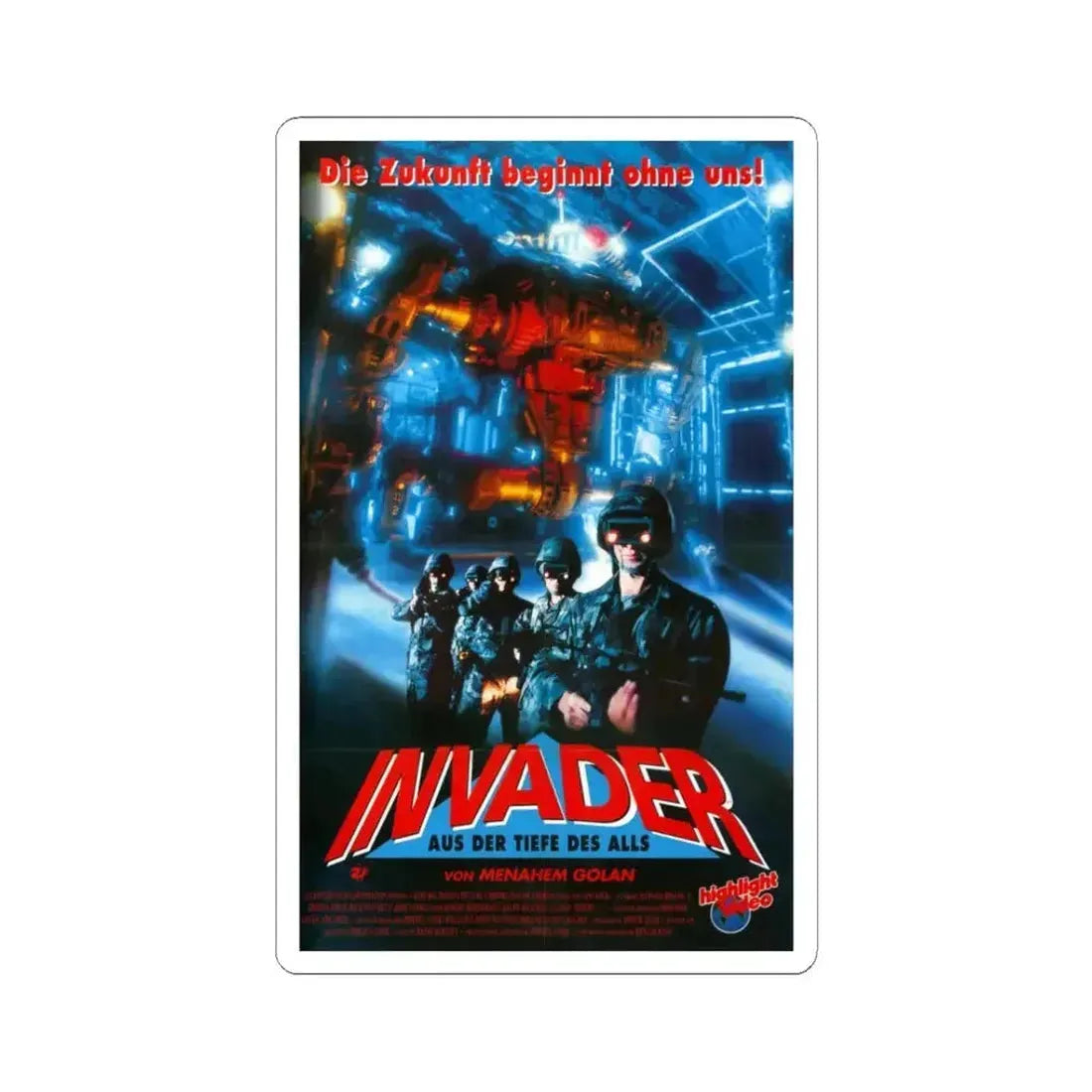 INVADER 1991 Movie Poster - STICKER Vinyl Kiss-Cut Decal 3 Inch White - The Sticker Space