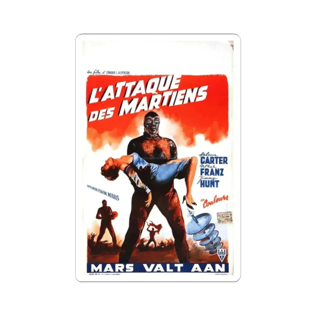 INVADERS FROM MARS (BELGIAN) 1953 Movie Poster - STICKER Vinyl Kiss-Cut Decal 2 Inch White - The Sticker Space