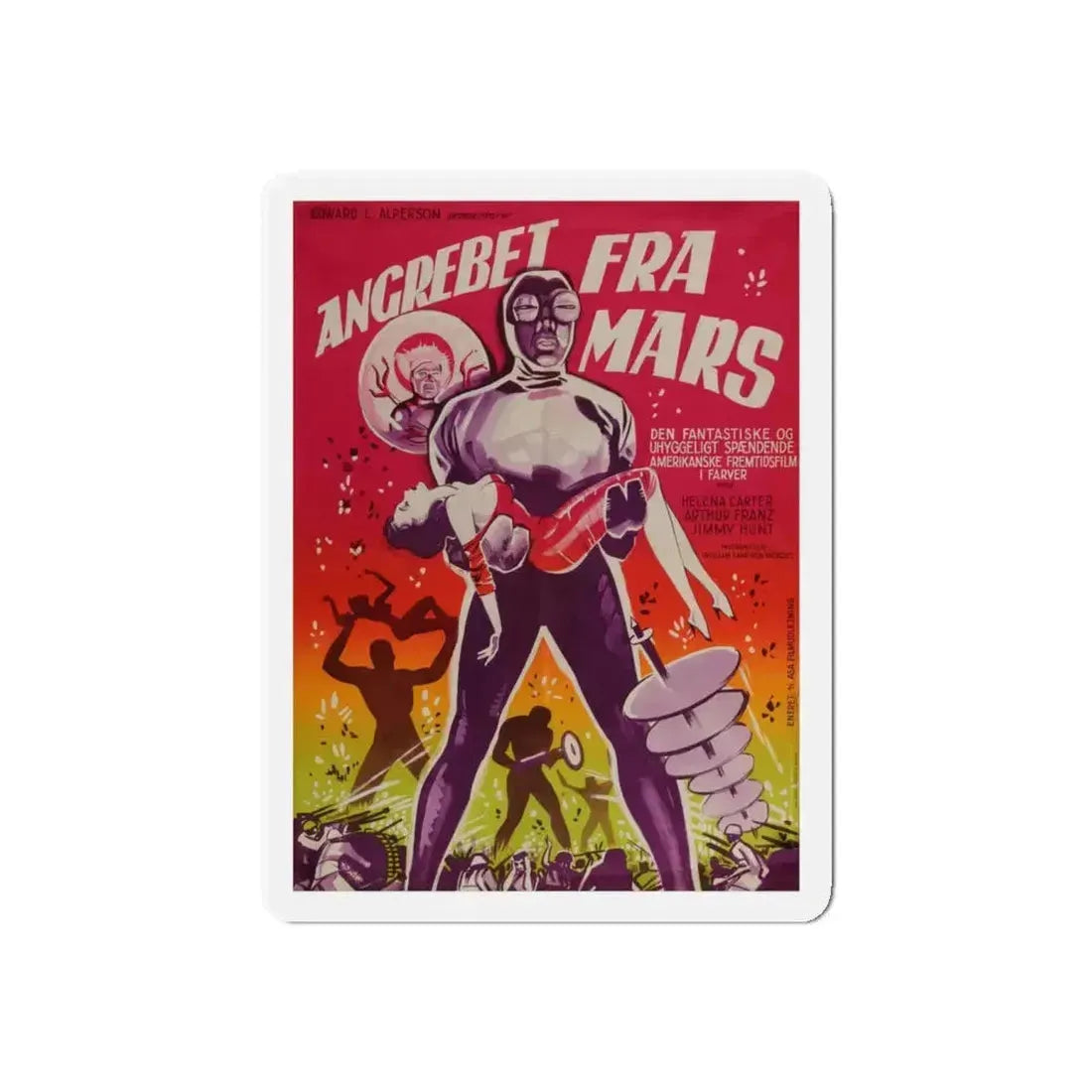 INVADERS FROM MARS (DANISH) 1953 Movie Poster - Refrigerator Magnet 4 Inch Die-Cut - The Sticker Space