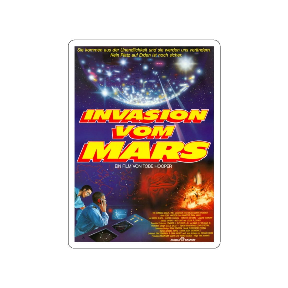 INVADERS FROM MARS (REMAKE GERMAN) 1986 Movie Poster STICKER Vinyl Die-Cut Decal-2 Inch-The Sticker Space