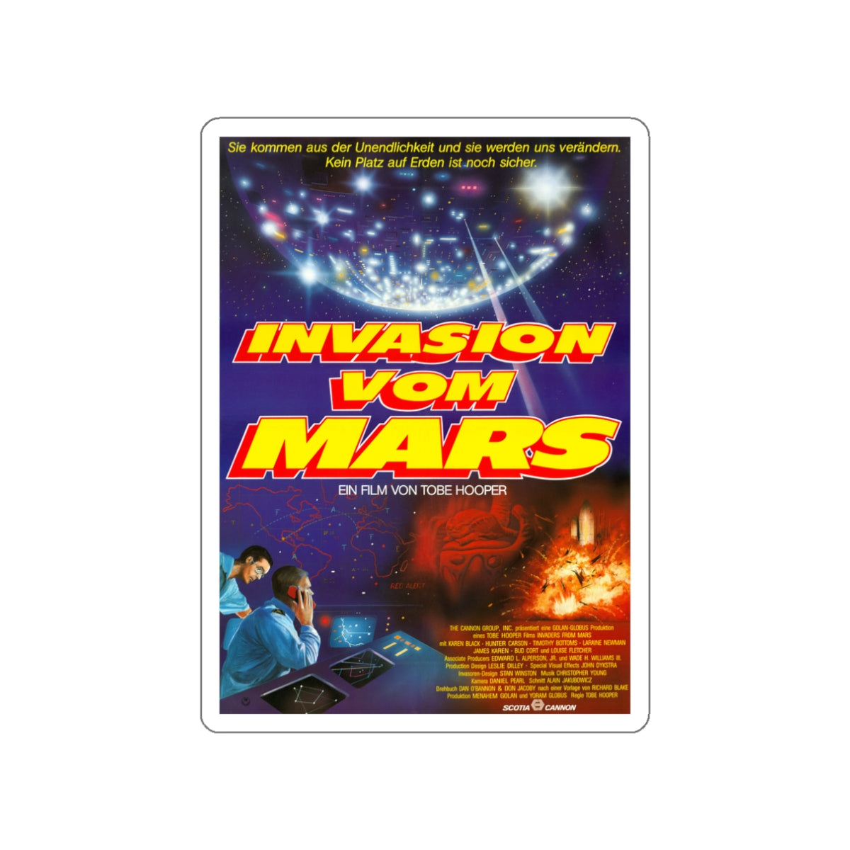 INVADERS FROM MARS (REMAKE GERMAN) 1986 Movie Poster STICKER Vinyl Die-Cut Decal-3 Inch-The Sticker Space