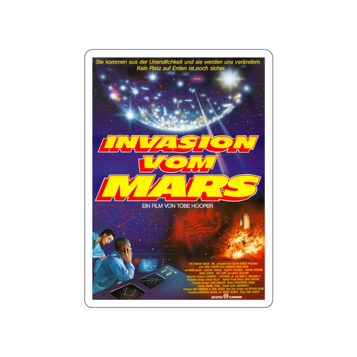 INVADERS FROM MARS (REMAKE GERMAN) 1986 Movie Poster STICKER Vinyl Die-Cut Decal-6 Inch-The Sticker Space