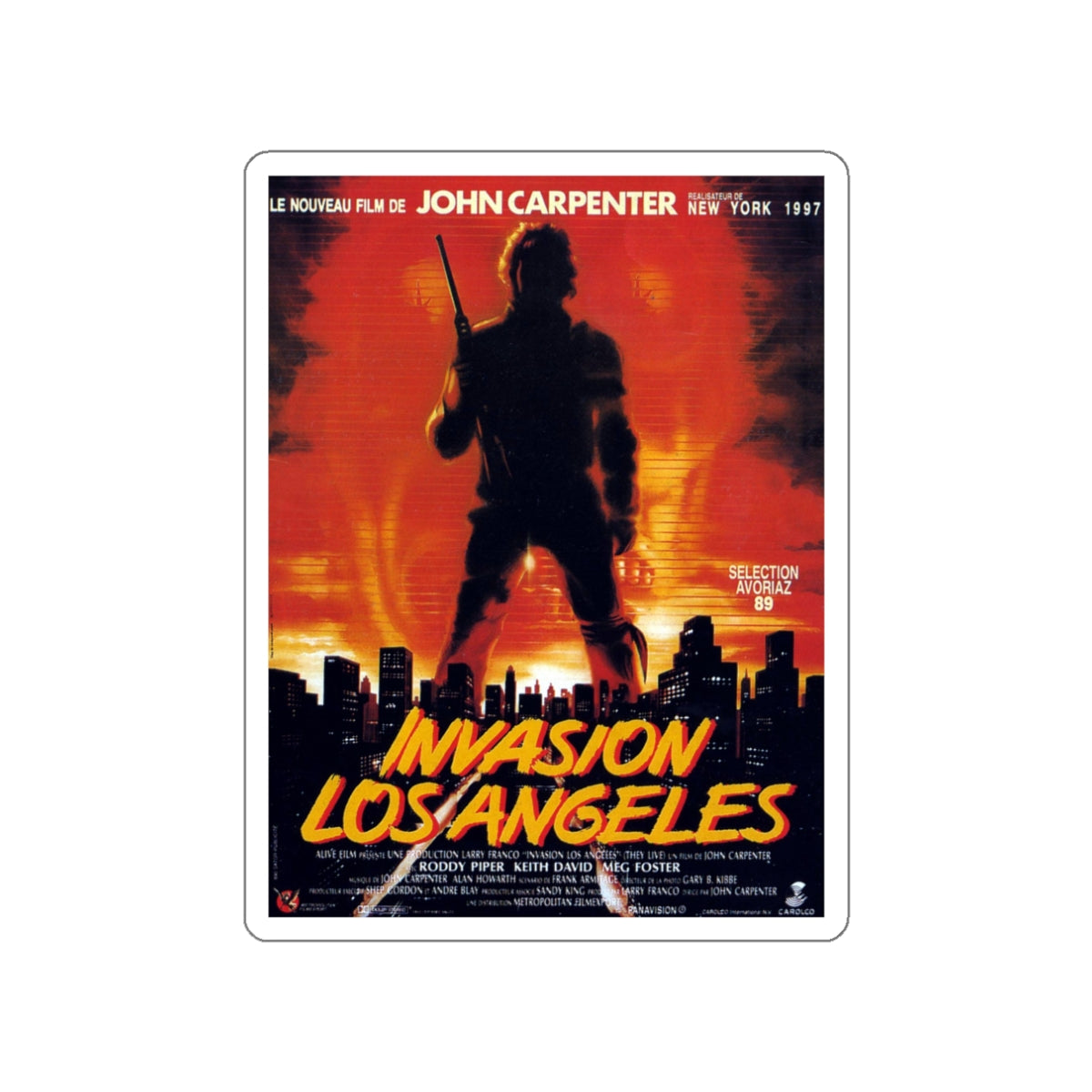 INVASION LOS ANGELES (THEY LIVE!) 1988 Movie Poster STICKER Vinyl Die-Cut Decal-3 Inch-The Sticker Space