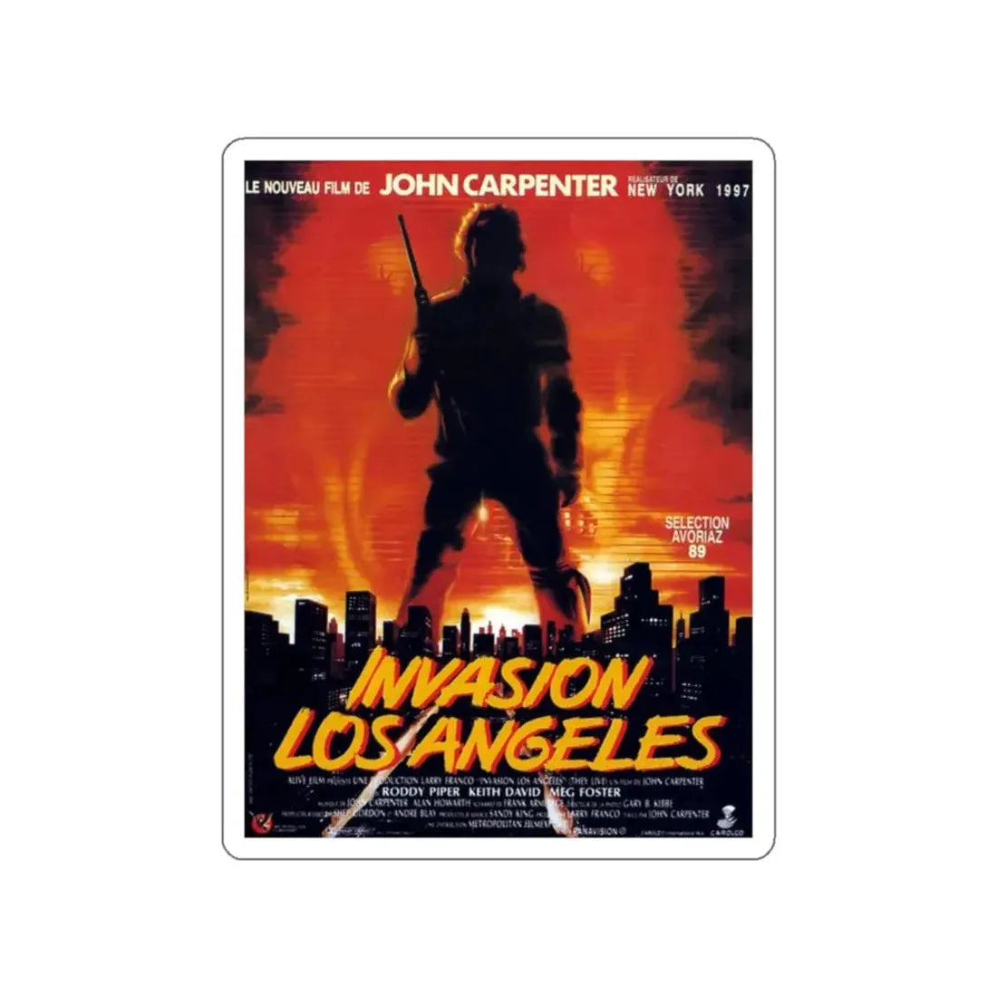INVASION LOS ANGELES (THEY LIVE!) 1988 Movie Poster STICKER Vinyl Die-Cut Decal - The Sticker Space