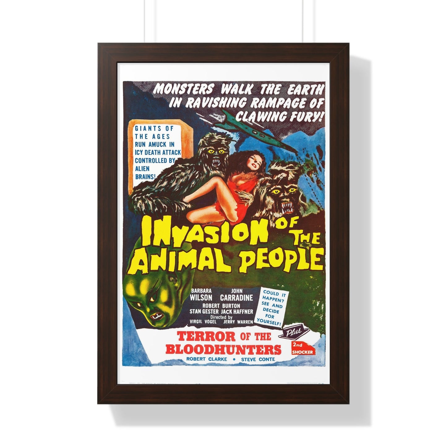 INVASION OF THE ANIMAL PEOPLE + TERROR OF THE BLOOD HUNTERS 1959 - Framed Movie Poster-16″ x 24″-The Sticker Space