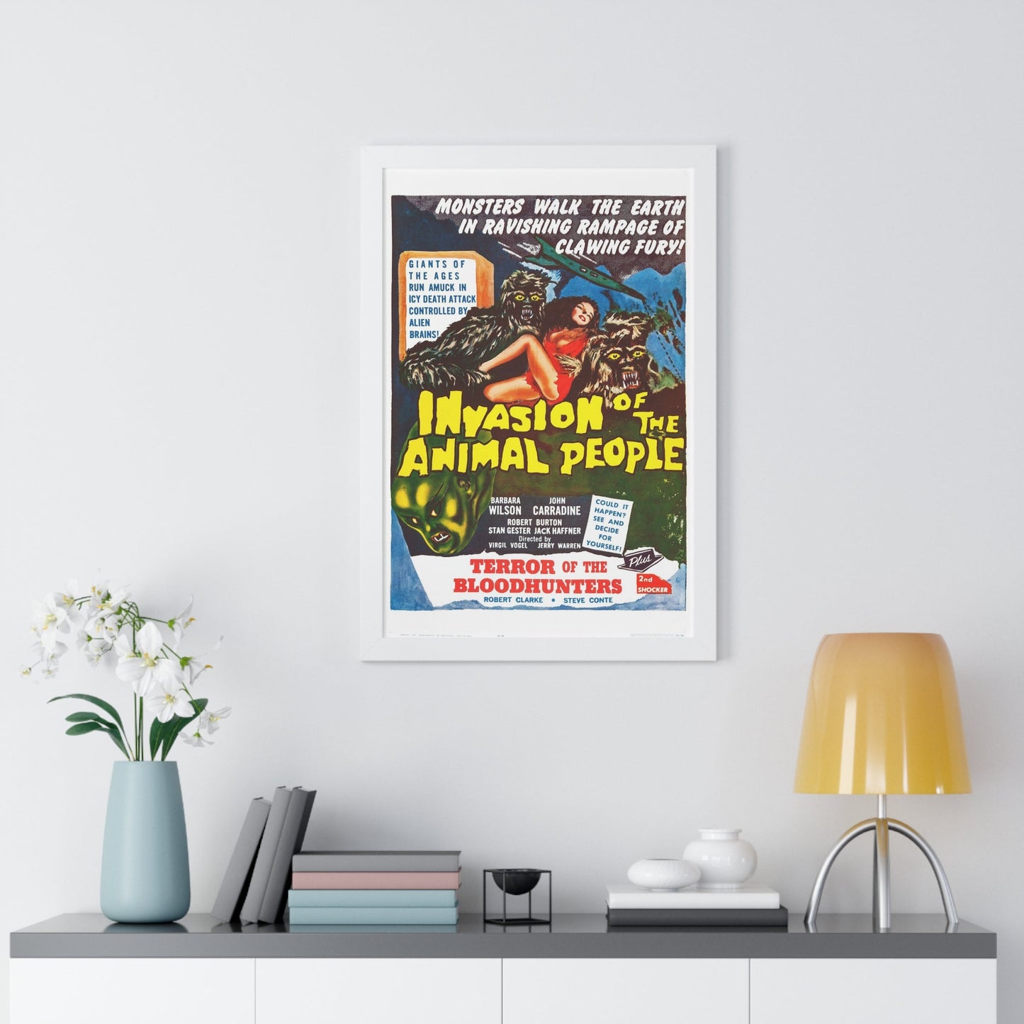 INVASION OF THE ANIMAL PEOPLE + TERROR OF THE BLOOD HUNTERS 1959 - Framed Movie Poster-The Sticker Space