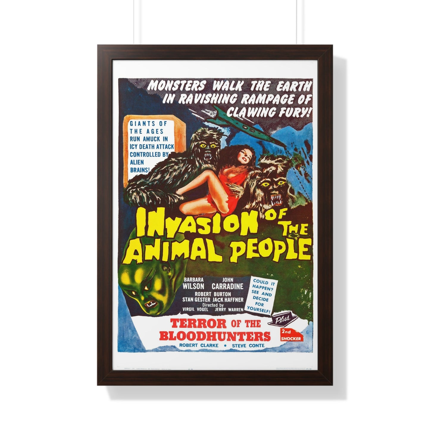 INVASION OF THE ANIMAL PEOPLE + TERROR OF THE BLOOD HUNTERS 1959 - Framed Movie Poster-20" x 30"-The Sticker Space