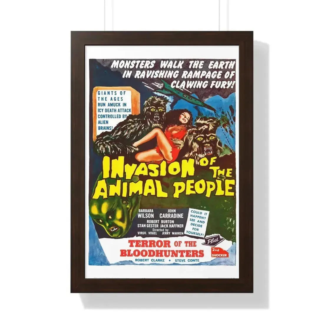 INVASION OF THE ANIMAL PEOPLE + TERROR OF THE BLOOD HUNTERS 1959 - Framed Movie Poster - The Sticker Space