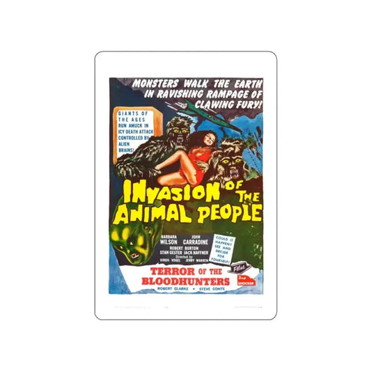 INVASION OF THE ANIMAL PEOPLE + TERROR OF THE BLOOD HUNTERS 1959 Movie Poster STICKER Vinyl Die-Cut Decal 2 Inch - The Sticker Space