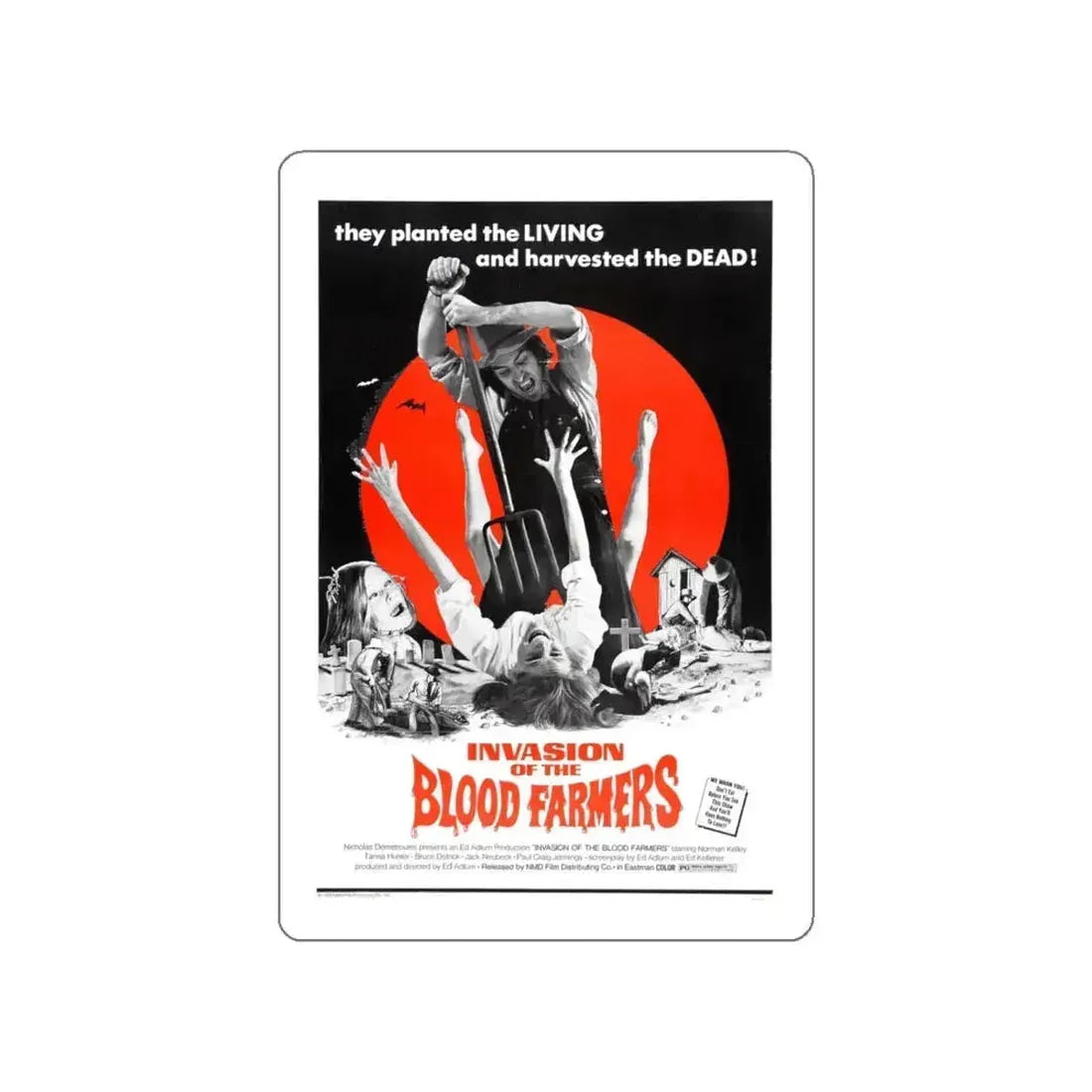 INVASION OF THE BLOOD FARMERS 1972 Movie Poster STICKER Vinyl Die-Cut Decal 4 Inch - The Sticker Space