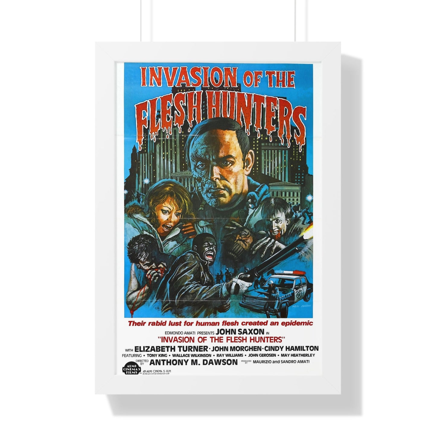 INVASION OF THE FLESH HUNTERS 1980 - Framed Movie Poster-16″ x 24″-The Sticker Space