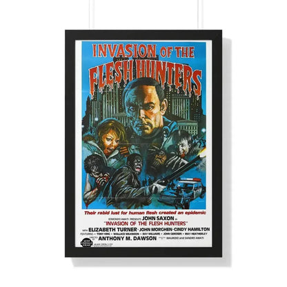INVASION OF THE FLESH HUNTERS 1980 - Framed Movie Poster 20" x 30" Black - The Sticker Space
