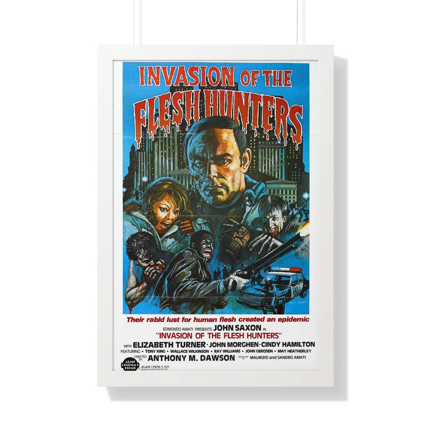 INVASION OF THE FLESH HUNTERS 1980 - Framed Movie Poster-20" x 30"-The Sticker Space