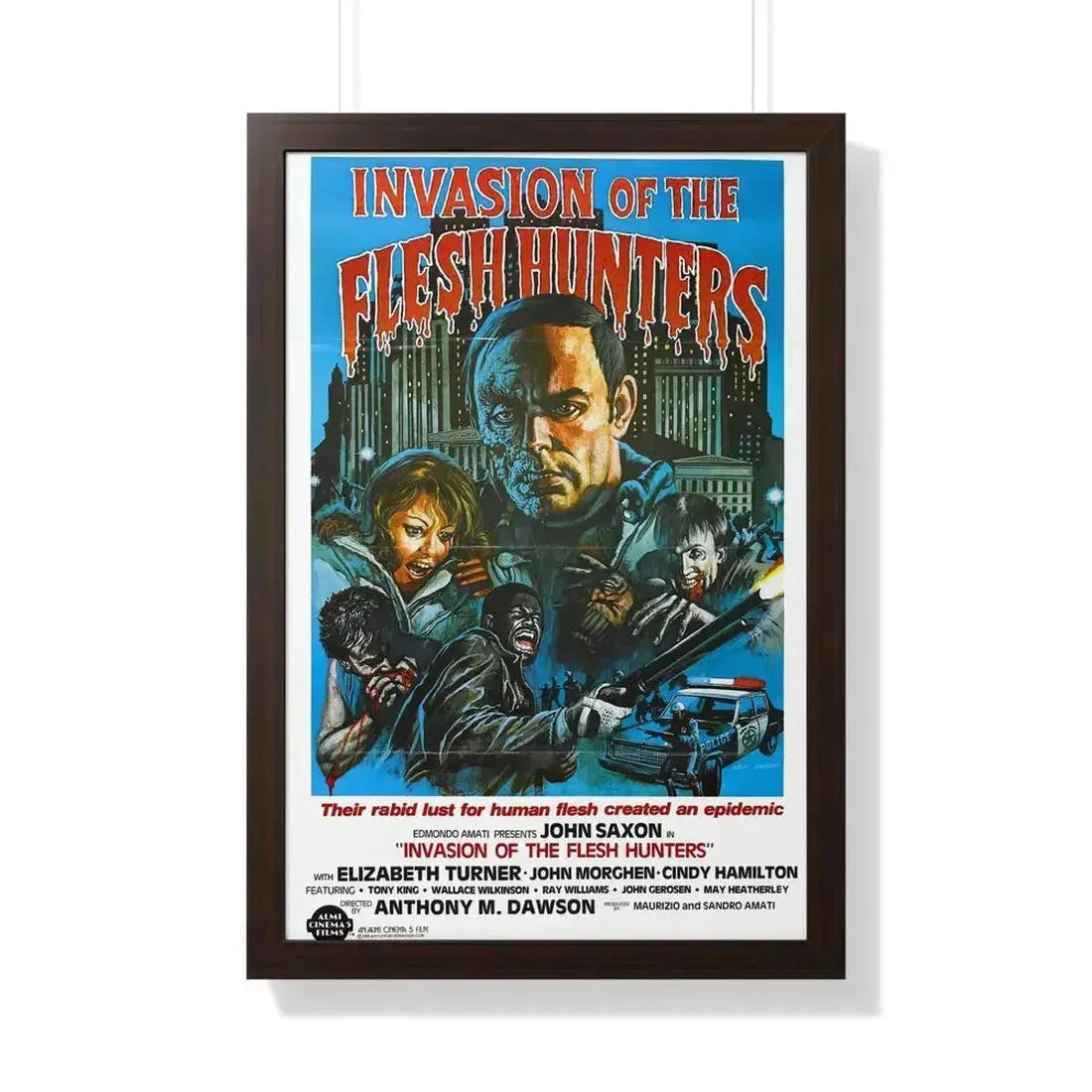 INVASION OF THE FLESH HUNTERS 1980 - Framed Movie Poster - The Sticker Space