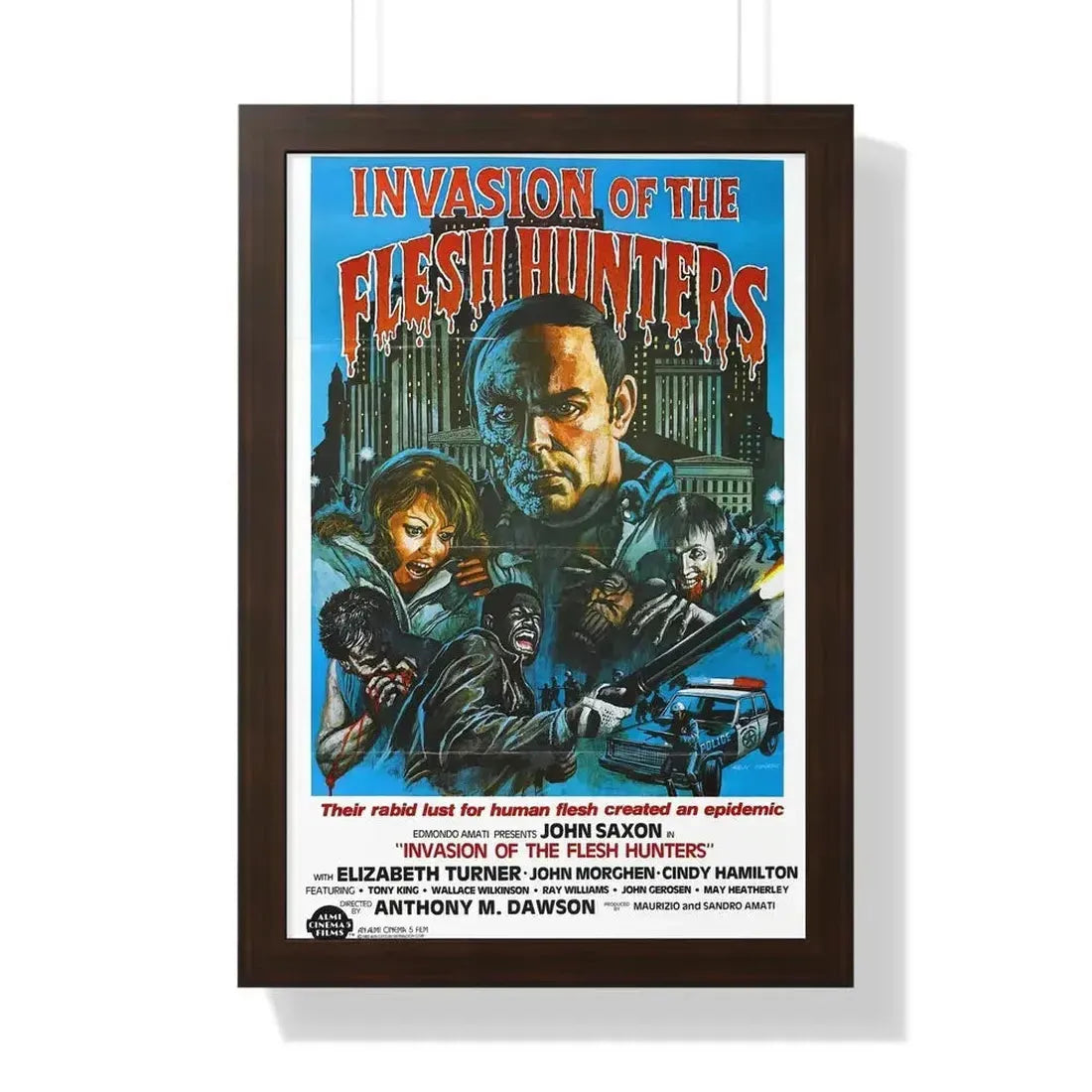 INVASION OF THE FLESH HUNTERS 1980 - Framed Movie Poster - The Sticker Space