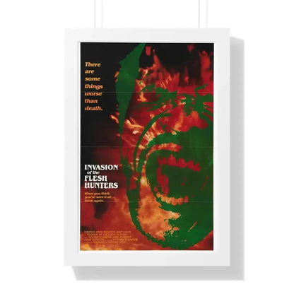 INVASION OF THE FLESH HUNTERS (2) 1980 - Framed Movie Poster 16″ x 24″ White - The Sticker Space