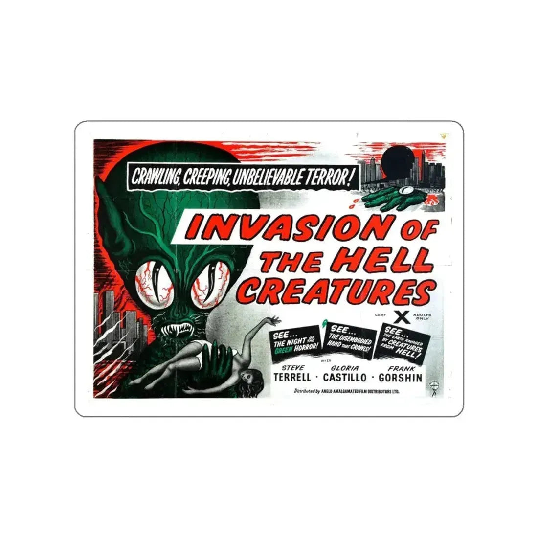 INVASION OF THE  HELL CREATURES (INVASION OF THE SAUCER-MEN) 1957 Movie Poster STICKER Vinyl Die-Cut Decal 6 Inch - The Sticker Space