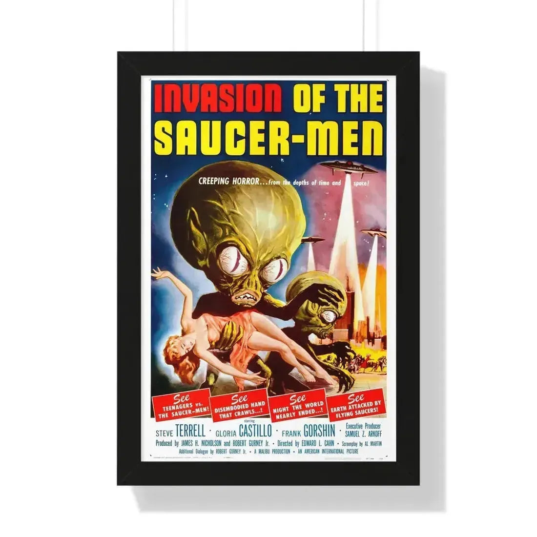 INVASION OF THE SAUCER-MEN 1957 - Framed Movie Poster 16″ x 24″ Black - The Sticker Space
