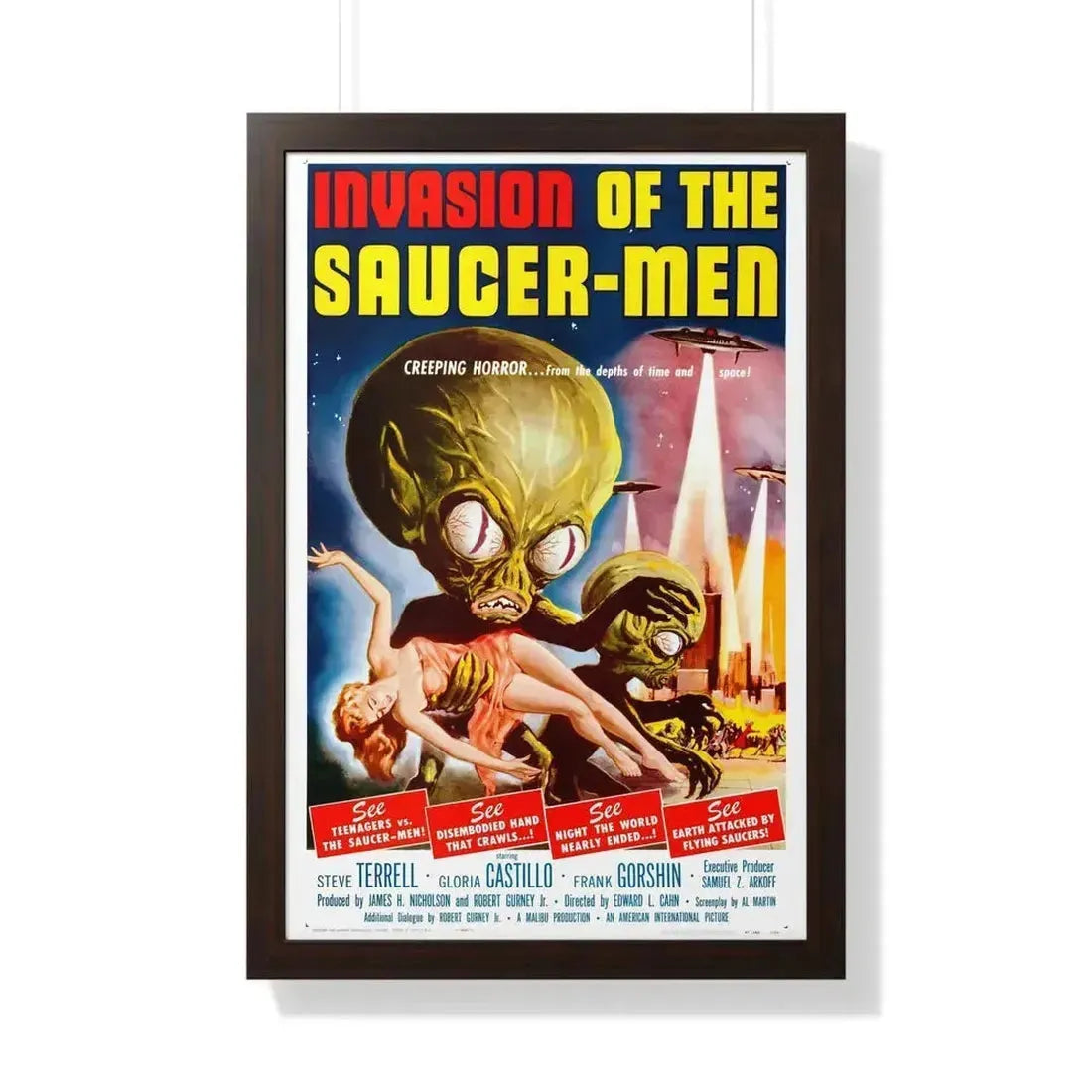INVASION OF THE SAUCER-MEN 1957 - Framed Movie Poster 20" x 30" Walnut - The Sticker Space