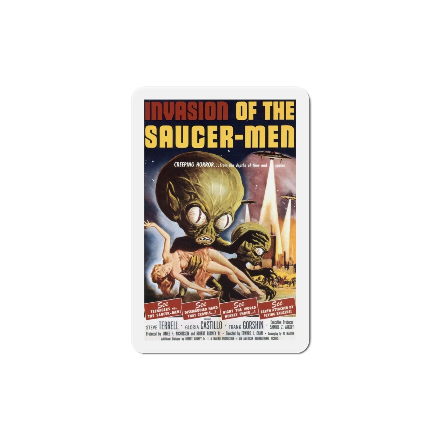 Invasion of the Saucer Men 1957 Movie Poster Die-Cut Magnet-5 Inch-The Sticker Space