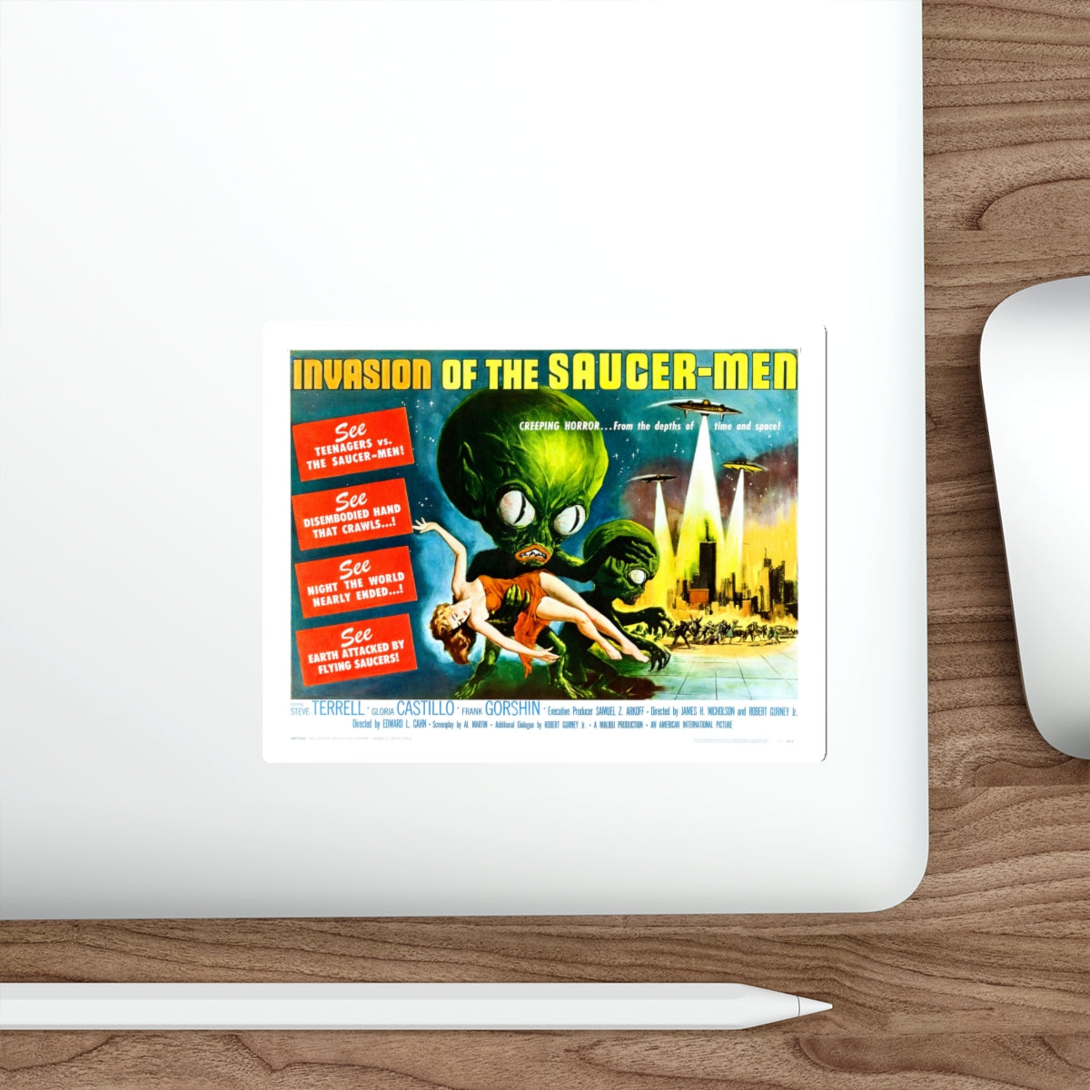 INVASION OF THE SAUCER-MEN (2) 1957 Movie Poster STICKER Vinyl Die-Cut Decal-The Sticker Space