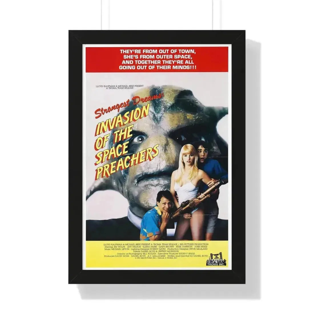 INVASION OF THE SPACE PREACHERS 1990 - Framed Movie Poster 16″ x 24″ Black - The Sticker Space