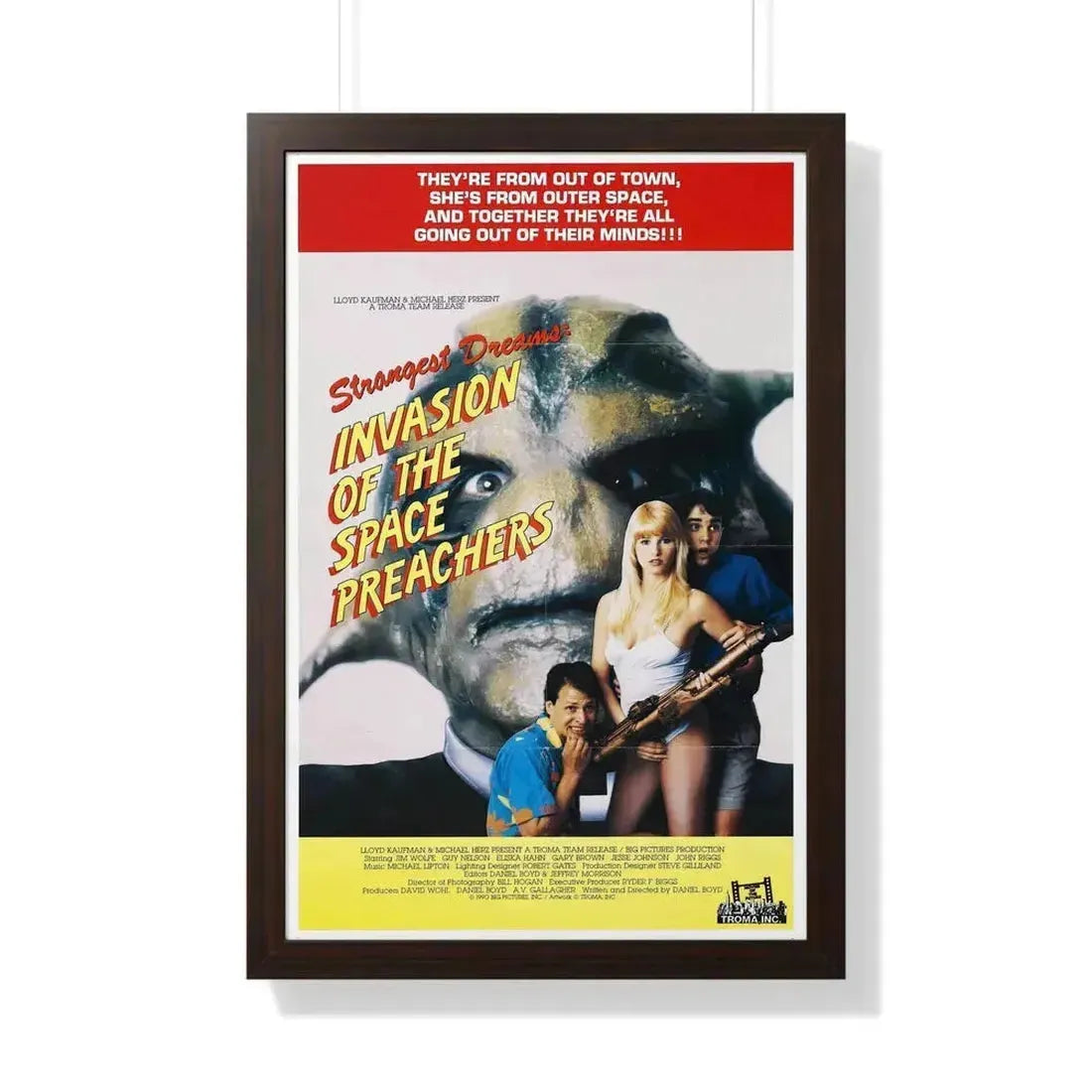 INVASION OF THE SPACE PREACHERS 1990 - Framed Movie Poster 20" x 30" Walnut - The Sticker Space