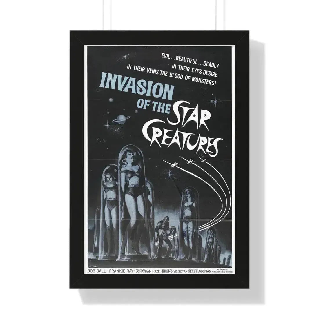 INVASION OF THE STAR CREATURES 1962 - Framed Movie Poster 16″ x 24″ Black - The Sticker Space