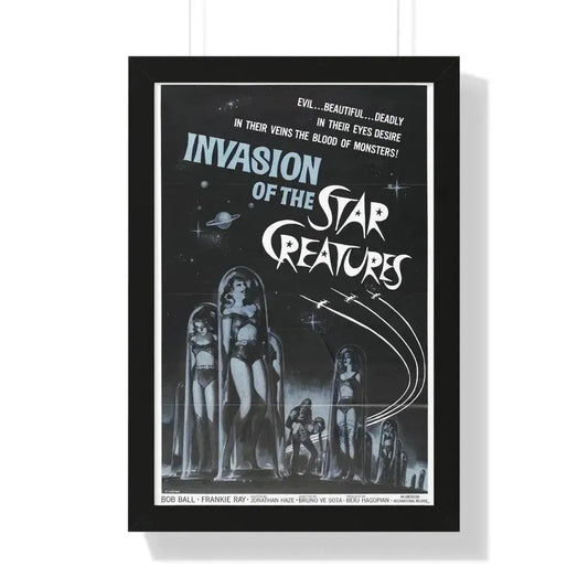 INVASION OF THE STAR CREATURES 1962 - Framed Movie Poster 16″ x 24″ Black - The Sticker Space