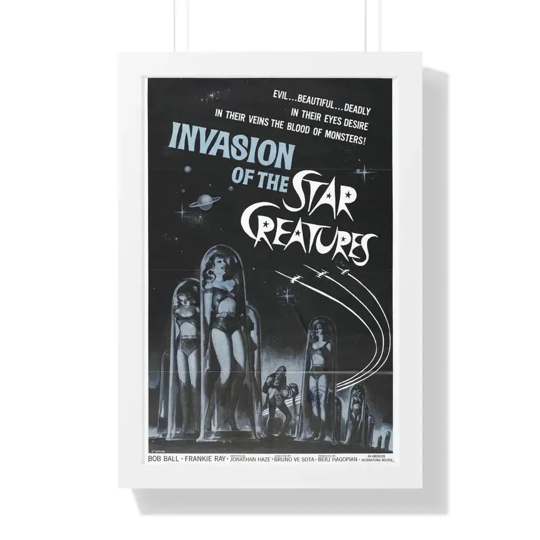 INVASION OF THE STAR CREATURES 1962 - Framed Movie Poster 16″ x 24″ White - The Sticker Space