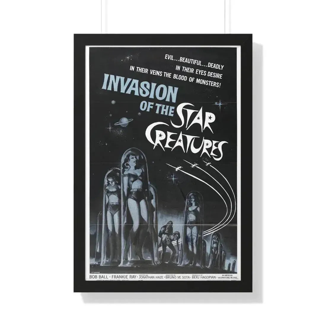 INVASION OF THE STAR CREATURES 1962 - Framed Movie Poster 20" x 30" Black - The Sticker Space