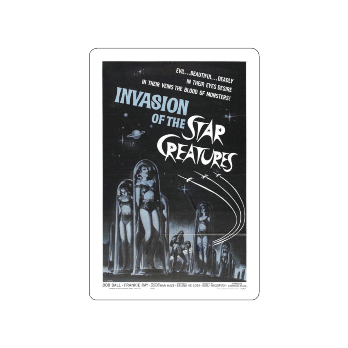 INVASION OF THE STAR CREATURES 1962 Movie Poster STICKER Vinyl Die-Cut Decal-2 Inch-The Sticker Space