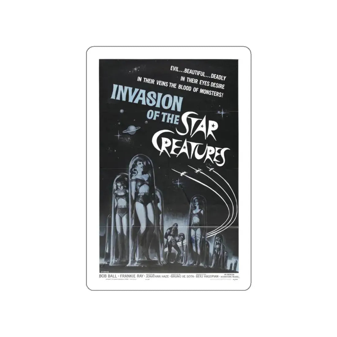 INVASION OF THE STAR CREATURES 1962 Movie Poster STICKER Vinyl Die-Cut Decal 3 Inch - The Sticker Space