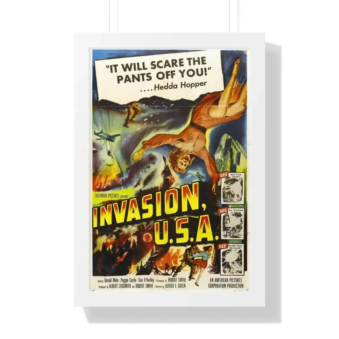 INVASION U.S.A 1952 - Framed Movie Poster 16″ x 24″ White - The Sticker Space
