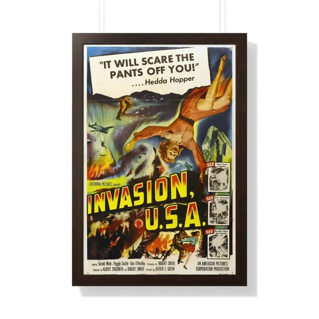 INVASION U.S.A 1952 - Framed Movie Poster 20" x 30" Walnut - The Sticker Space