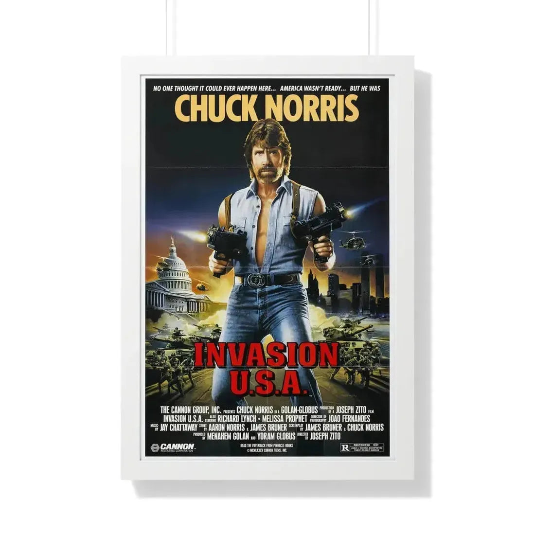 INVASION U.S.A 1985 - Framed Movie Poster 20" x 30" White - The Sticker Space
