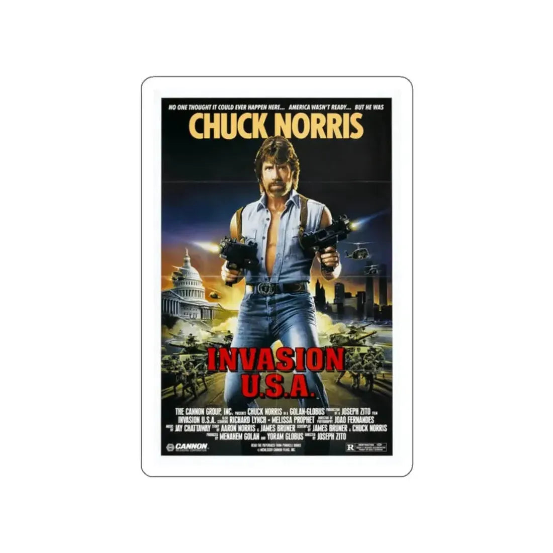 INVASION U.S.A 1985 Movie Poster STICKER Vinyl Die-Cut Decal - The Sticker Space