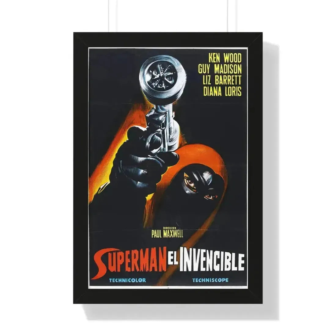 INVINCIBLE SUPERMAN (SUPERARGO) 1968 - Framed Movie Poster 16″ x 24″ Black - The Sticker Space