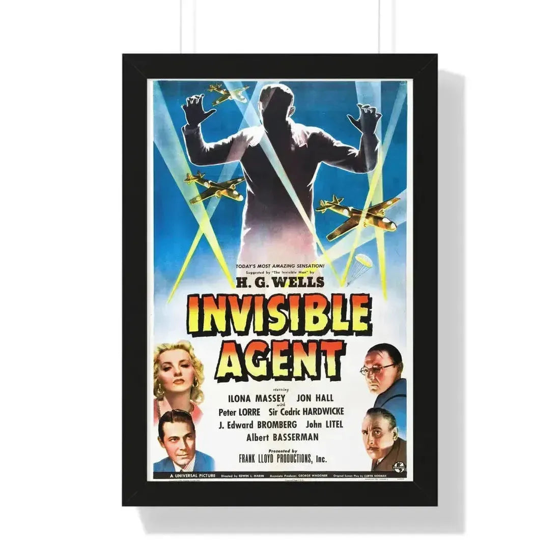 INVISIBLE AGENT 1942 - Framed Movie Poster 16″ x 24″ Black - The Sticker Space