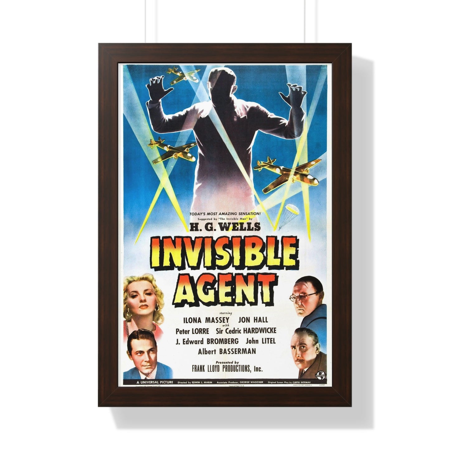 INVISIBLE AGENT 1942 - Framed Movie Poster-16″ x 24″-The Sticker Space