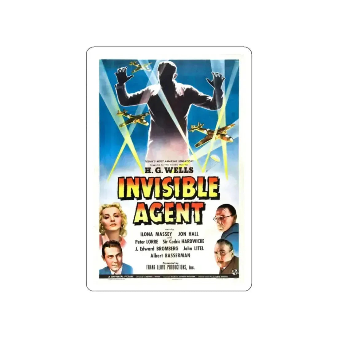 INVISIBLE AGENT 1942 Movie Poster STICKER Vinyl Die-Cut Decal 2 Inch - The Sticker Space