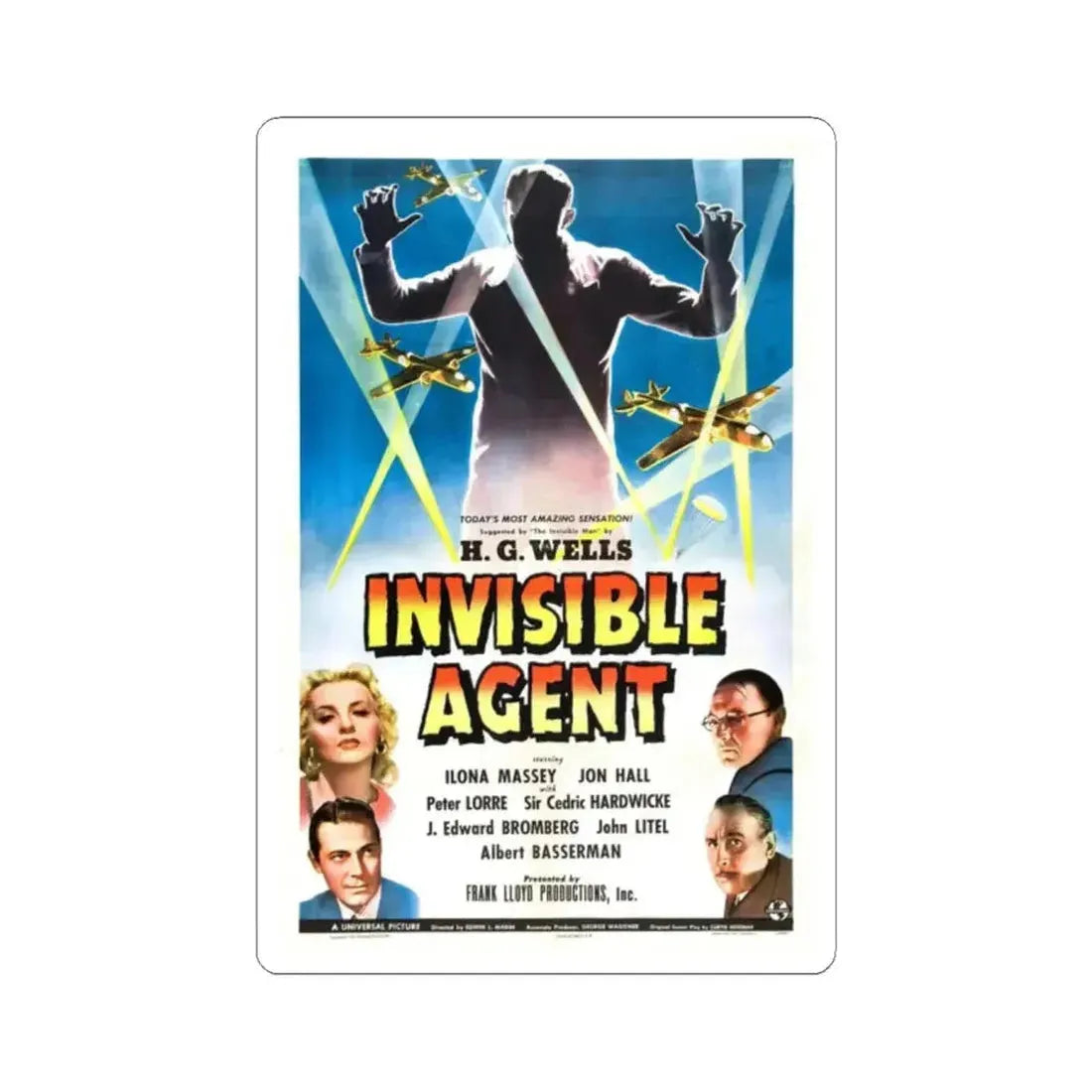 INVISIBLE AGENT 1942 Movie Poster - STICKER Vinyl Kiss-Cut Decal 2 Inch White - The Sticker Space