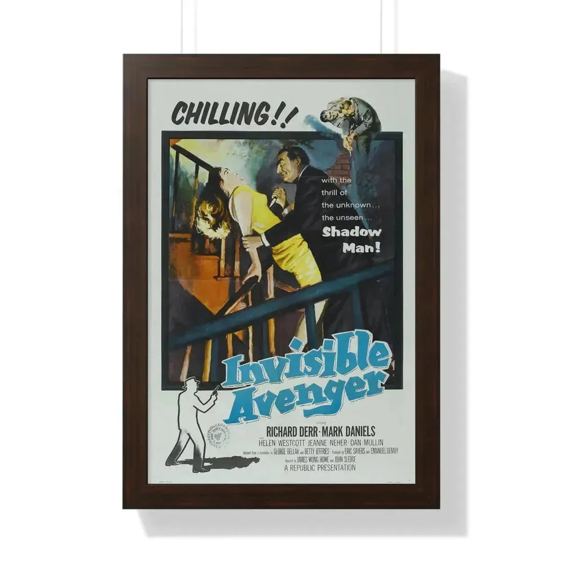 INVISIBLE AVENGER 1958 - Framed Movie Poster 16″ x 24″ Walnut - The Sticker Space