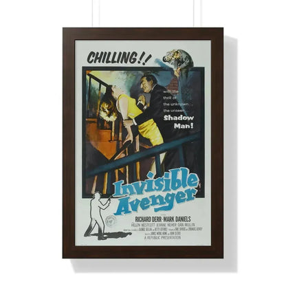 INVISIBLE AVENGER 1958 - Framed Movie Poster 16″ x 24″ Walnut - The Sticker Space