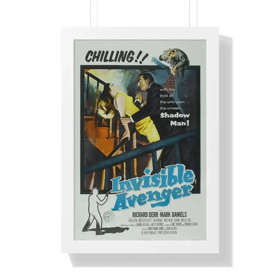 INVISIBLE AVENGER 1958 - Framed Movie Poster 16″ x 24″ White - The Sticker Space